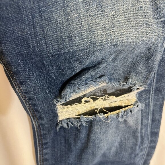 Asos Denim High Waist Button Fly Ripped Knee Skinny Jeans Tall Length 36" - Picture 2 of 7